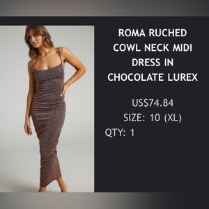 Showpo Chocolate Brown Midi Dress - size XL